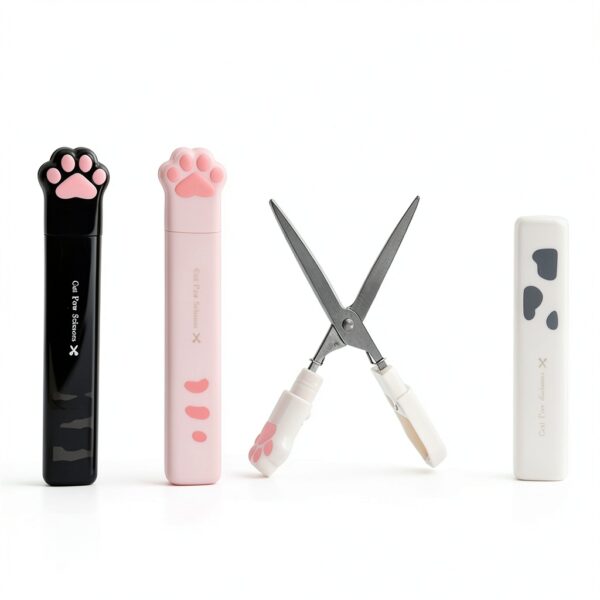 Calsgkspray Pink Cat Paw Scissors Stainless Steel Kawaii-3