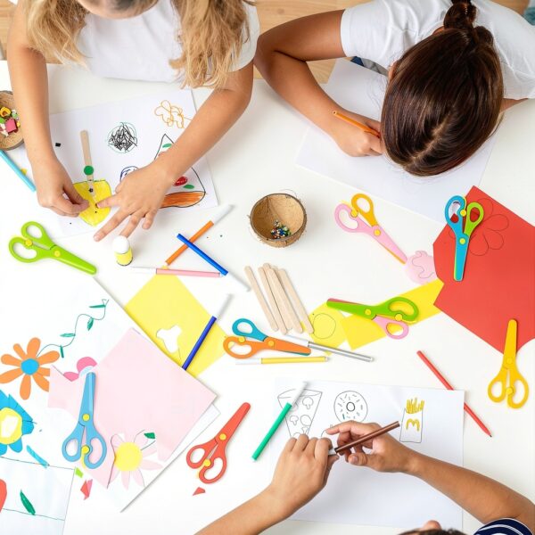 LovesTown Kids Safety Scissors 8 Pack Plastic Blades-7