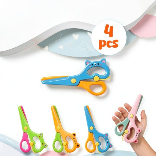 LovesTown Plastic Safety Scissors Kids Animal Design 4 Pack-2