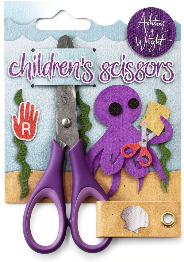 Ashton and Wright Kids Scissors Rubber Grip Safety Blades-0
