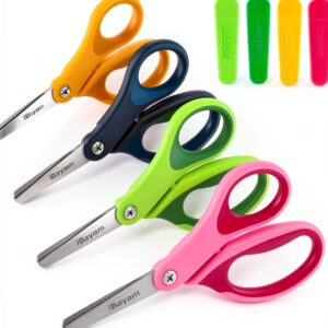 iBayam Kids Scissors Stainless Steel Blunt Tip 4 Pack-0