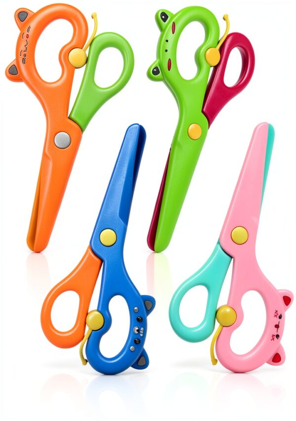 LovesTown Plastic Safety Scissors Kids Animal Design 4 Pack-0
