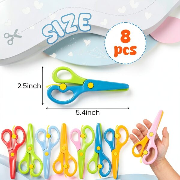 LovesTown Kids Safety Scissors 8 Pack Plastic Blades-1