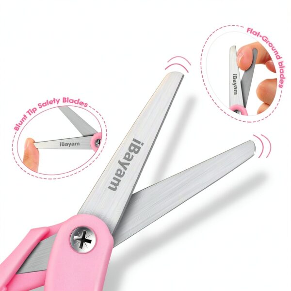 iBayam Kids Scissors Stainless Steel Blunt Tip 4 Pack-2